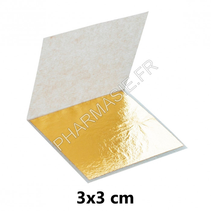 Paquet de 100 Feuilles d'or véritable en or pur 24k - Taille 3x3 cm